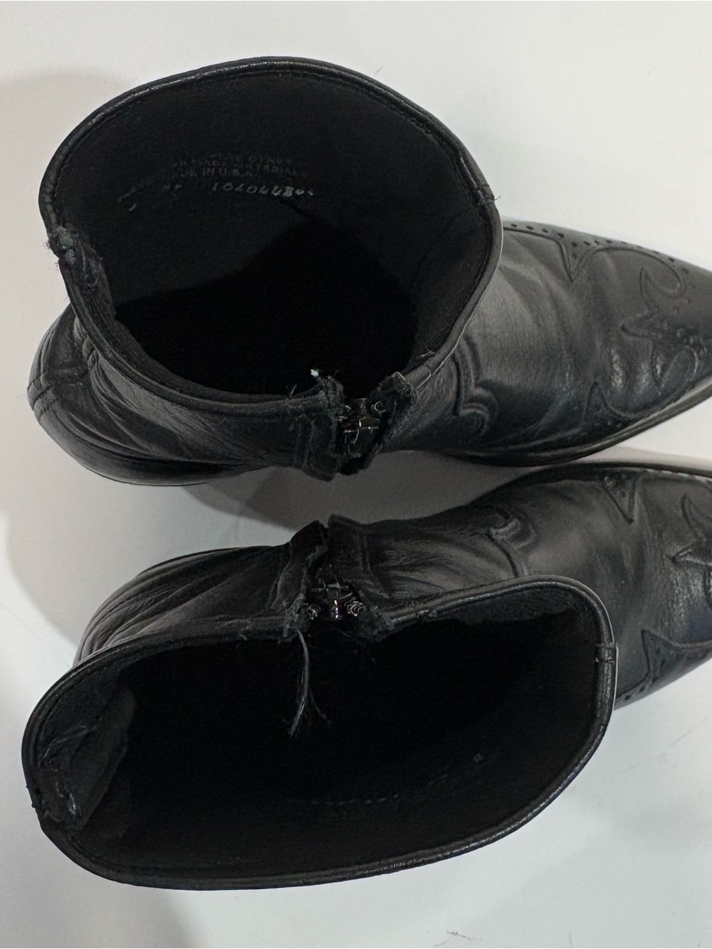Abilene Men's 8 Black Cowhide Leather Side Zip Western Boots Made in USA 6444 - Picture 9 of 12